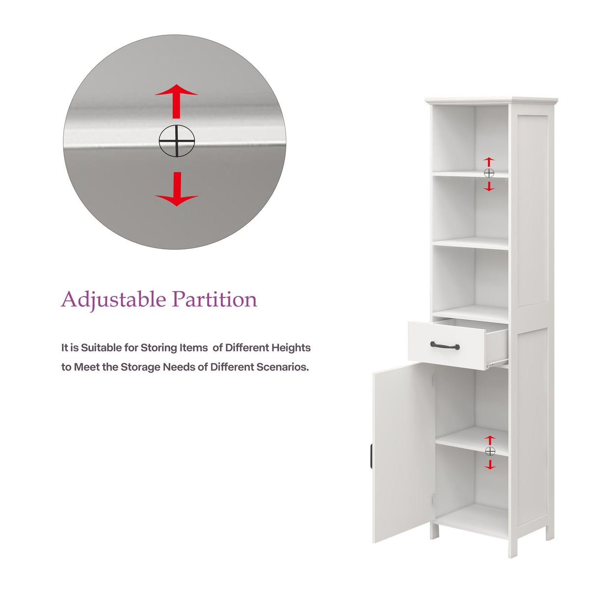 Floor Standing Cabinet with 1 Door and 1 Drawer - White W28263149-djyc