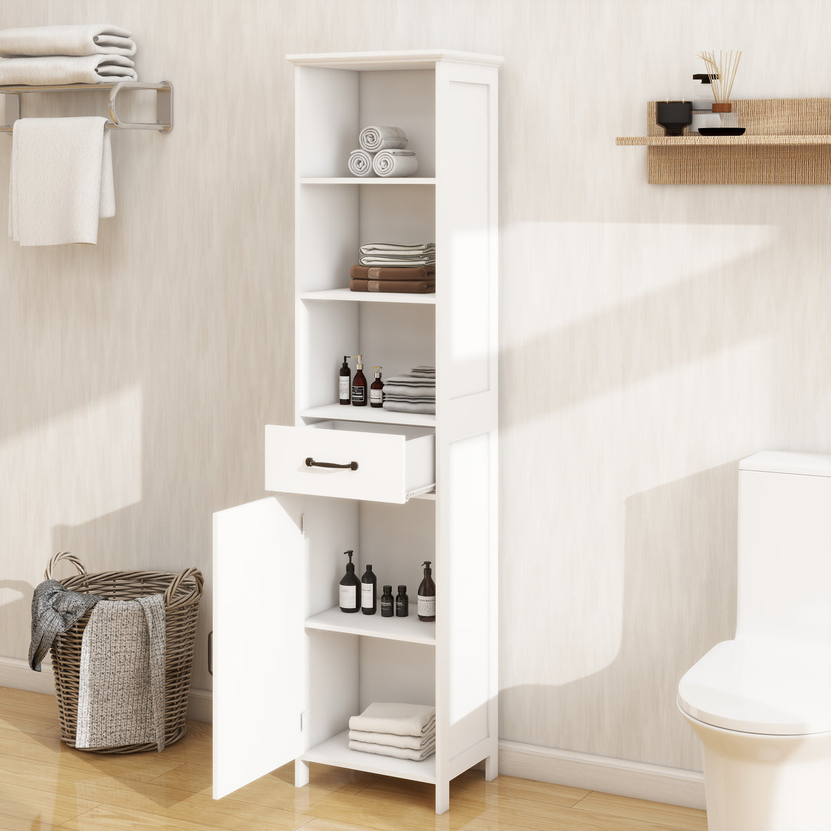 Floor Standing Cabinet with 1 Door and 1 Drawer - White W28263149-djyc