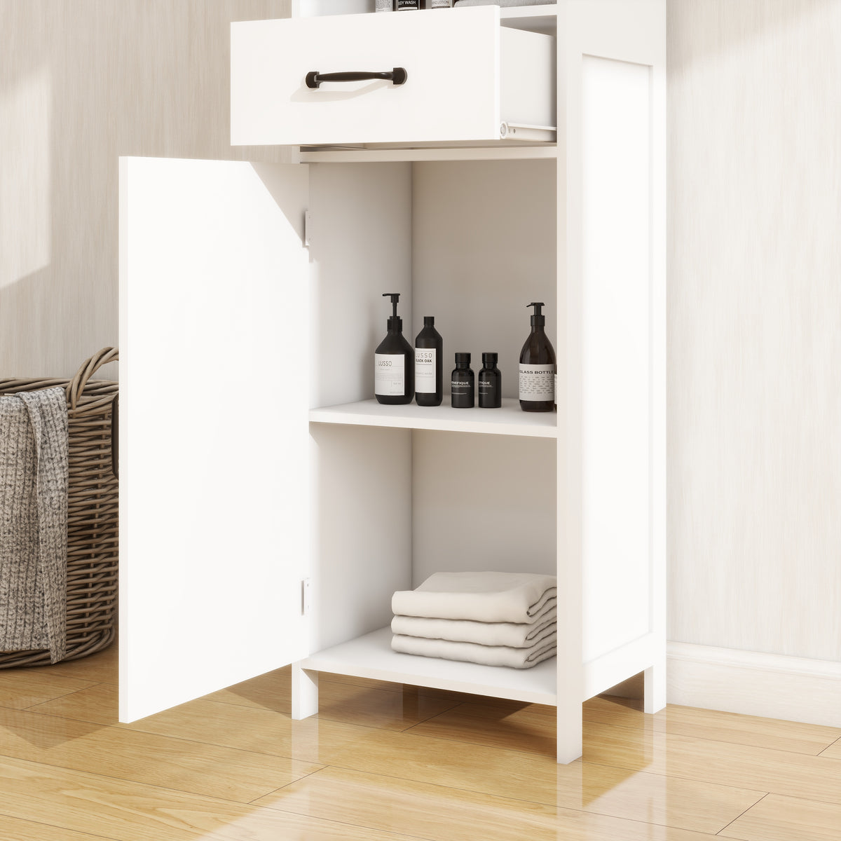 Floor Standing Cabinet with 1 Door and 1 Drawer - White W28263149-djyc