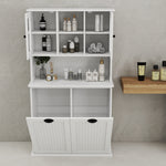 Two-Compartment Tilt-Out Dirty Laundry Basket Tall Bathroom Cabinet with 2 Adjustable Shelves-White W1120S00001-djyc