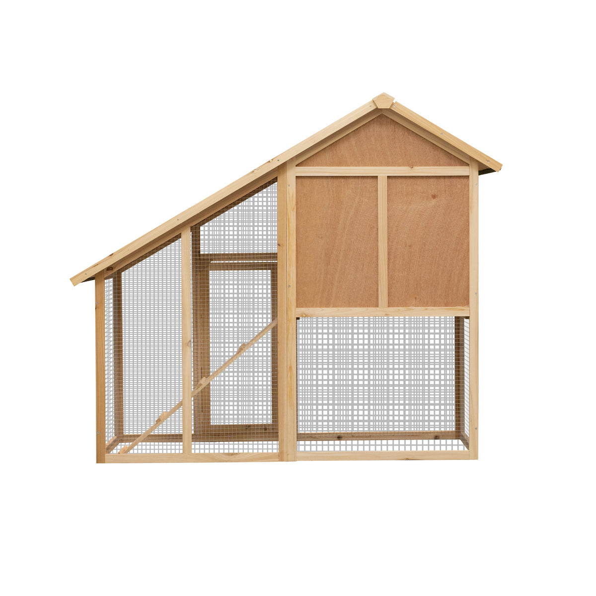 55" L 2-Tier Wooden Rabbit Hutch Bunny Cage Small Animal House with Ramp, Waterproof Roof, Removable Tray and Outdoor Run W219106311-djyc