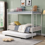 METAL Bunk Bed with trundle WHITE W311P145359-djyc