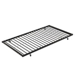 Twin Over FULLMetal Bunk Bedwith Trundle2 - Side Ladder and Full-Length Guardrail, No Box Spring Needed, Large Under Bed Storage, Easy Assemble , Black &Brown W311133419-djyc