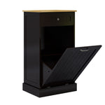 One Drawers and One-Compartment Tilt-Out Trash Cabinet Kitchen Trash Cabinet-Black W1120127325-djyc