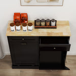 Two Drawers and Two-Compartment Tilt-Out Trash Cabinet Kitchen Trash Cabinet-Black W1120127329-djyc