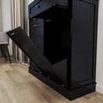 Two Drawers and Two-Compartment Tilt-Out Trash Cabinet Kitchen Trash Cabinet-Black W1120127329-djyc