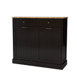 Two Drawers and Two-Compartment Tilt-Out Trash Cabinet Kitchen Trash Cabinet-Black W1120127329-djyc