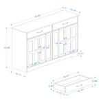 55.91" Large Farmhouse Buffet Cabinet Storage Sideboard with 2 Drawers and 4 Doors for Dining Living Room Kitchen Cupboard-White W282138080-djyc