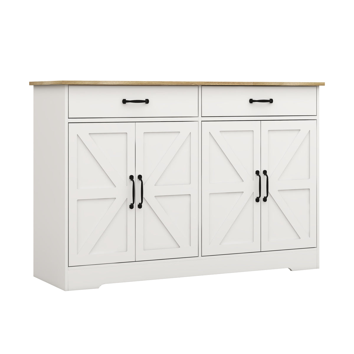 47.95" Farmhouse Buffet Cabinet Storage Sideboard with 2 Drawers and 4 Doors for Dining Living Room Kitchen Cupboard-White W282138086-djyc