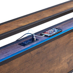 Queen Size Metal Platform Bed Frame with Wooden Headboard and Footboard with USB,Charging Station,2 Drawers,LED Lights, No Box Spring Needed, Easy Assemble W311S00046-djyc