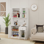 71" Kitchen Pantry Storage Cabinet with Microwave Oven Countertop, Freestanding Hutch Cabinet with Adjustable Shelves, 6 Doors and 1 Drawer-White W282108555-djyc