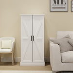 50" LED Kitchen Pantry Cabinet,Freestanding Buffet Cupboards Sideboard with 2 Doors with Racks and 2 Adjustable Shelves for Kitchen, Living Room and Dinning Room-White W1120127335-djyc