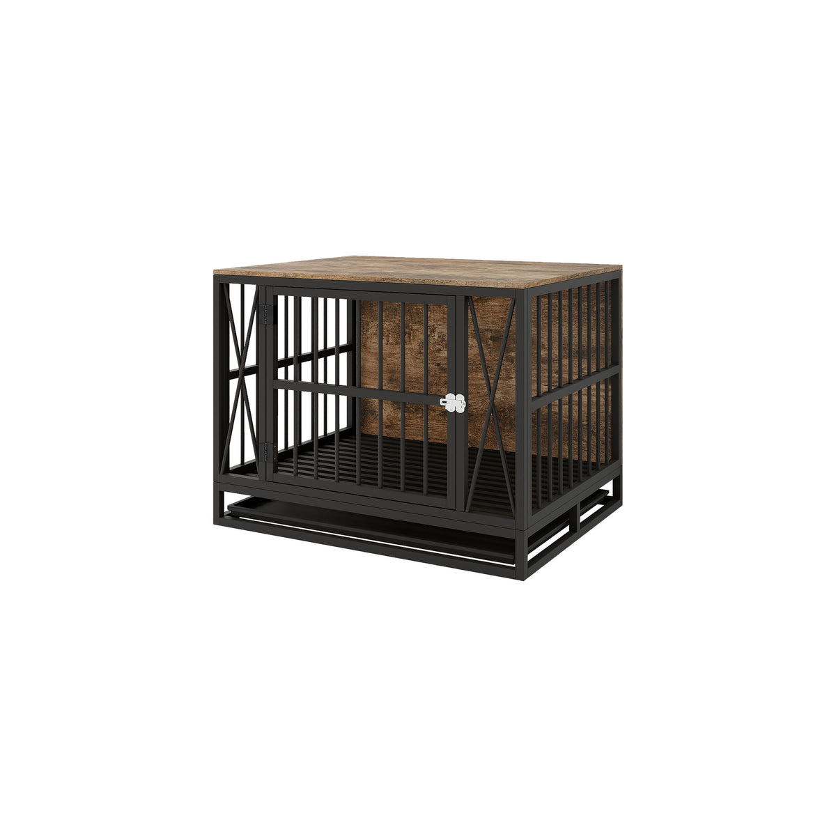 Dog Crate Furniture, 32.67 Inches Dog Kennel for Dogs up to 70 lb, with Removable Tray, Heavy-Duty Dog Cage End Table, Rustic Brown W1120P147133-djyc