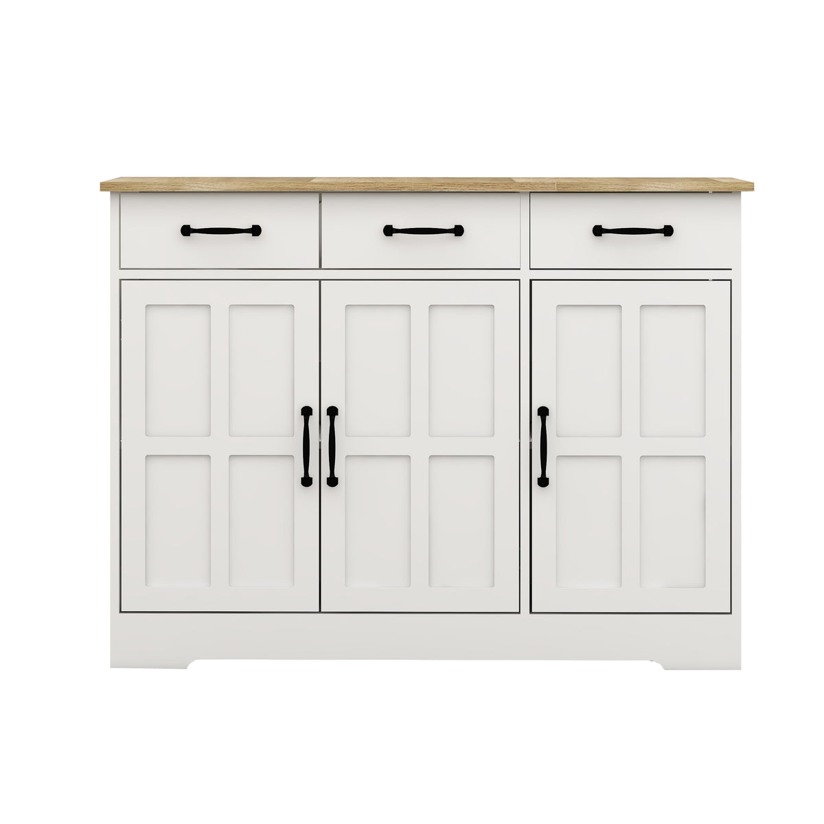 Farmhouse Buffet Cabinet Storage Sideboard with 3 Drawers and 3 Doors for Dining Living Room Kitchen Cupboard-White W282138084-djyc