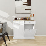Two Drawers and Two-Compartment Tilt-Out Trash Cabinet Kitchen Trash Cabinet-White W282P160454-djyc