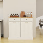 Two Drawers and Two-Compartment Tilt-Out Trash Cabinet Kitchen Trash Cabinet-White W282P160454-djyc