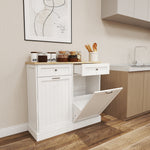 Two Drawers and Two-Compartment Tilt-Out Trash Cabinet Kitchen Trash Cabinet-White W282P160454-djyc