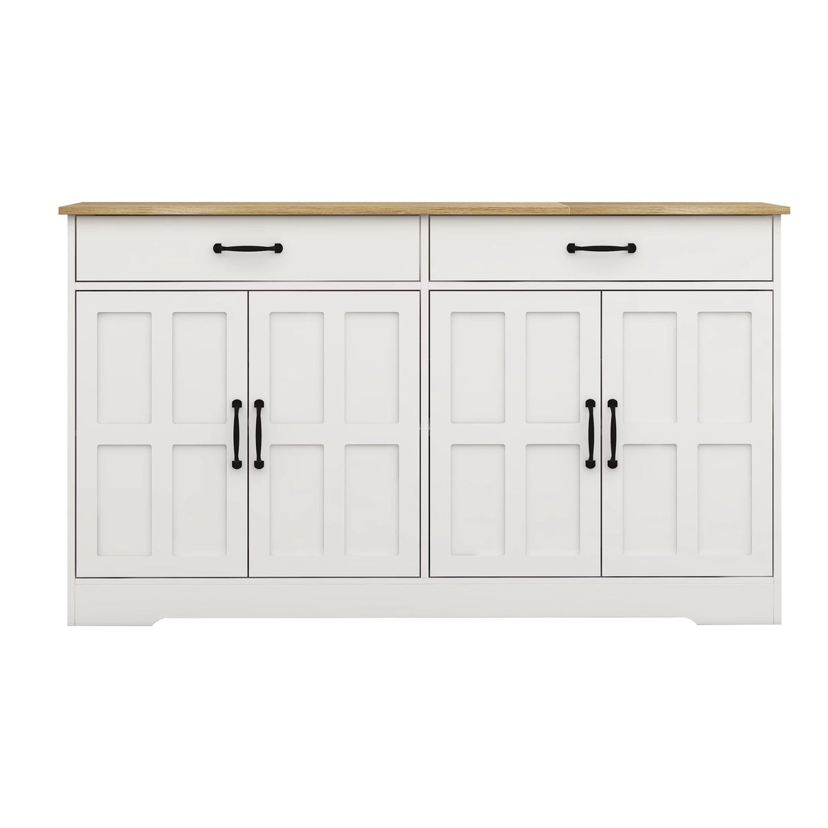 55.91" Large Farmhouse Buffet Cabinet Storage Sideboard with 2 Drawers and 4 Doors for Dining Living Room Kitchen Cupboard-White W282138080-djyc