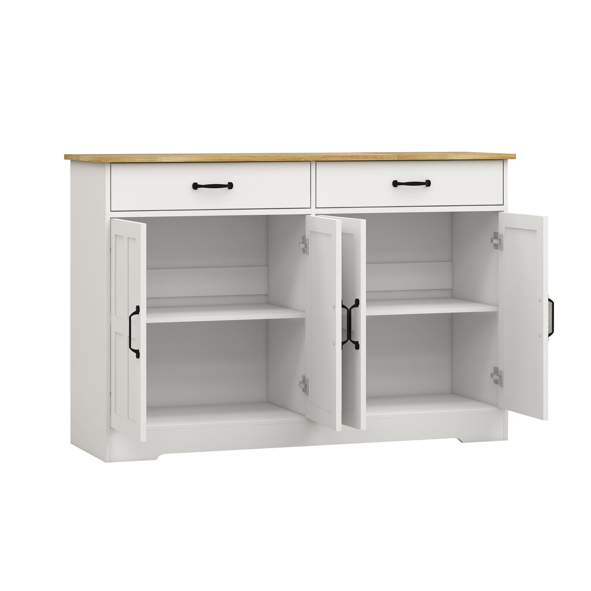 47.95" Farmhouse Buffet Cabinet Storage Sideboard with 2 Drawers and 4 Doors for Dining Living Room Kitchen Cupboard-White W282138088-djyc