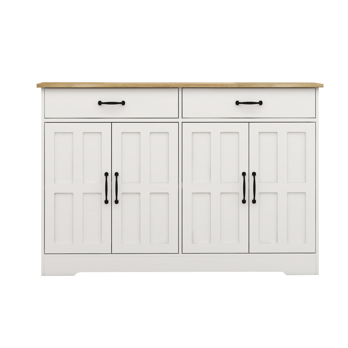 47.95" Farmhouse Buffet Cabinet Storage Sideboard with 2 Drawers and 4 Doors for Dining Living Room Kitchen Cupboard-White W282138088-djyc