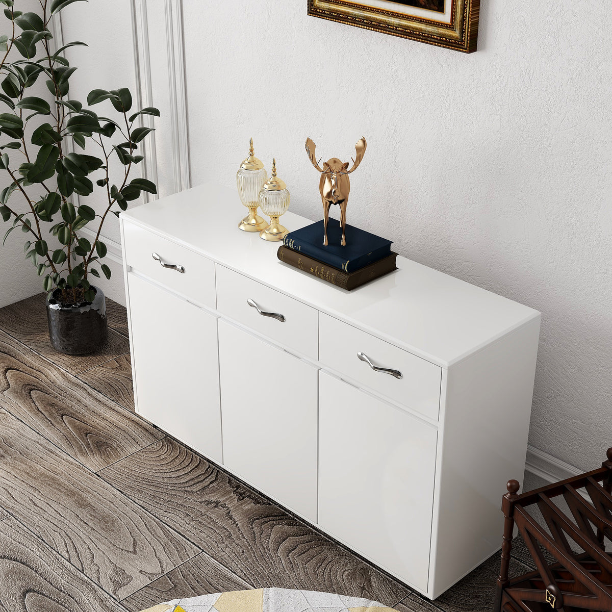 Three Doors Side Table-White W282S00027-djyc