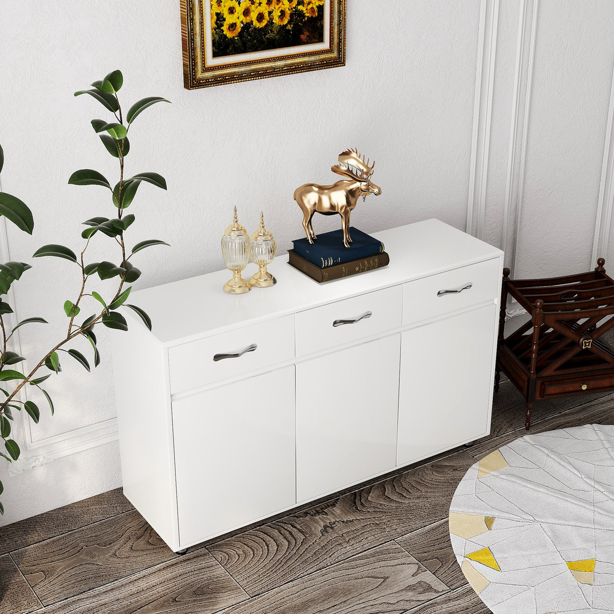 Three Doors Side Table-White W282S00027-djyc