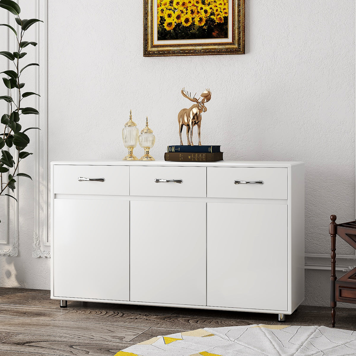 Three Doors Side Table-White W282S00027-djyc