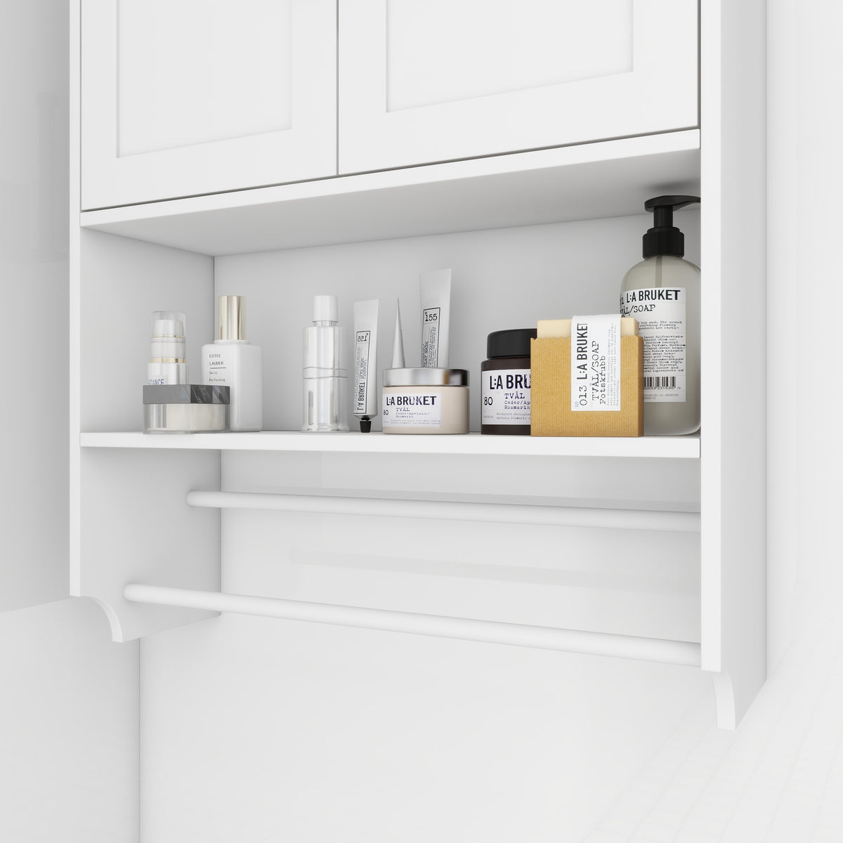 Bathroom Wall Cabinet with Doors,Adjustable Shelf,Towel Bar and Paper Holder, Over The Toilet Storage Cabinet, Medicine Cabinet for Bathroom-White W1120P147109-djyc