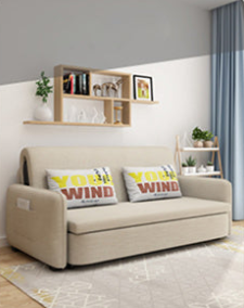 Elegant Solid Wood Sofa in Khaki, Violet Green, and Light Blue with Cotton-Linen Upholstery fsx-999