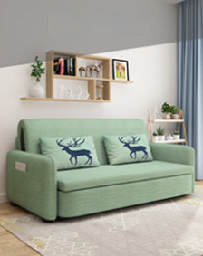 Elegant Solid Wood Sofa in Khaki, Violet Green, and Light Blue with Cotton-Linen Upholstery fsx-999