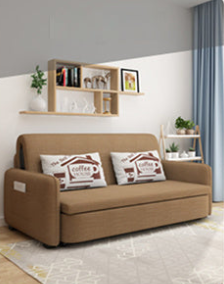 Elegant Solid Wood Sofa in Khaki, Violet Green, and Light Blue with Cotton-Linen Upholstery fsx-999