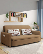 Elegant Solid Wood Sofa in Khaki, Violet Green, and Light Blue with Cotton-Linen Upholstery fsx-999