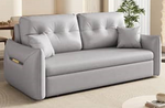 Luxurious Dark Leathaire Sofa in White Champagne Blue with Light Gray Accents – Perfect Blend of Comfort and Style fsx-1013