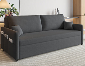 Modern Cotton-Linen Sofa - Khaki, Light Gray, Dark Blue, Brown and BlueGray Options - Stylish Wooden Frame fsx-1002