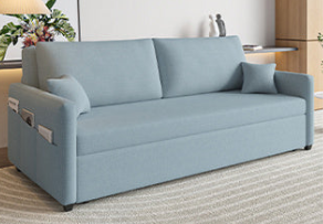 Modern Cotton-Linen Sofa - Khaki, Light Gray, Dark Blue, Brown and BlueGray Options - Stylish Wooden Frame fsx-1002