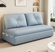 Stylish Cotton-Linen Sofa in Khaki, Light Gray, Dark Blue, Brown, and BlueGray fsx-1008