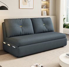 Stylish Cotton-Linen Sofa in Khaki, Light Gray, Dark Blue, Brown, and BlueGray fsx-1008