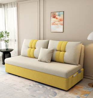 Stylish Cotton-Linen Sofa Set in Vibrant Orange, Beige, Light Blue, Dark Green, Gray, and Yellow - Premium Brown Finish fsx-1006