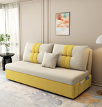 Stylish Cotton-Linen Sofa Set in Vibrant Orange, Beige, Light Blue, Dark Green, Gray, and Yellow - Premium Brown Finish fsx-1006