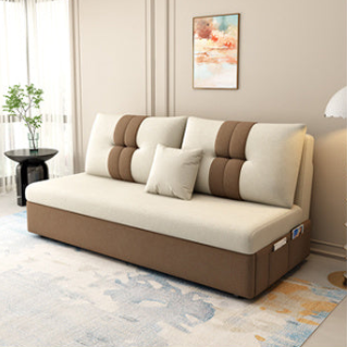 Stylish Cotton-Linen Sofa Set in Vibrant Orange, Beige, Light Blue, Dark Green, Gray, and Yellow - Premium Brown Finish fsx-1006