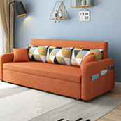 Stylish Cotton-Linen Sofa with Solid Wood Frame - Available in Orange, Dark Gray, Blue, Khaki, and Light Brown fsx-1004