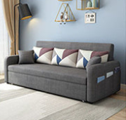 Stylish Cotton-Linen Sofa with Solid Wood Frame - Available in Orange, Dark Gray, Blue, Khaki, and Light Brown fsx-1004