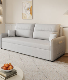 Stylish Multi-Color Sofa in Khaki, Light Gray, Dark Blue, and Brown with Wood Frame and Cotton-Linen Fabric fsx-1003