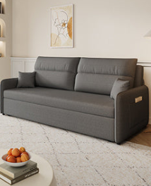 Stylish Multi-Color Sofa in Khaki, Light Gray, Dark Blue, and Brown with Wood Frame and Cotton-Linen Fabric fsx-1003