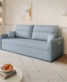 Stylish Multi-Color Sofa in Khaki, Light Gray, Dark Blue, and Brown with Wood Frame and Cotton-Linen Fabric fsx-1003