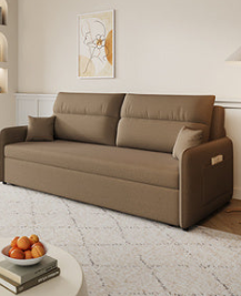 Stylish Multi-Color Sofa in Khaki, Light Gray, Dark Blue, and Brown with Wood Frame and Cotton-Linen Fabric fsx-1003