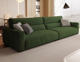 Chic Pine Wood Sofa with Beige, Green, and Dark Yellow Khaki Cushions - Ultimate Comfort with Down Filling hatx-1021