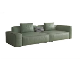 Stylish White Sofa with Light Brown, Green, Yellow, and Black Accents - Pine Wood Frame and Faux Leather Upholstery hatx-1026