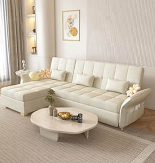 Luxurious Multi-Color Techno Fabric Sofa Bed - Off White, Gray, Brown, Green, Blue & Brick Red Options fxgz-279