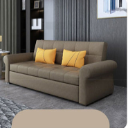 Modern Techno Fabric Sofa Bed in Blue, Light Gray, Dark Yellow, Brown, and Pink with Wood Accents fxgz-278